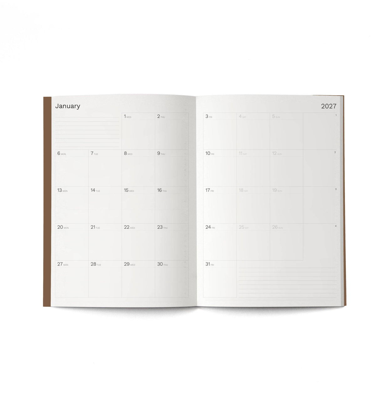 2027 Big Monthly Planner PLUS · Cappuccino · A4 Size