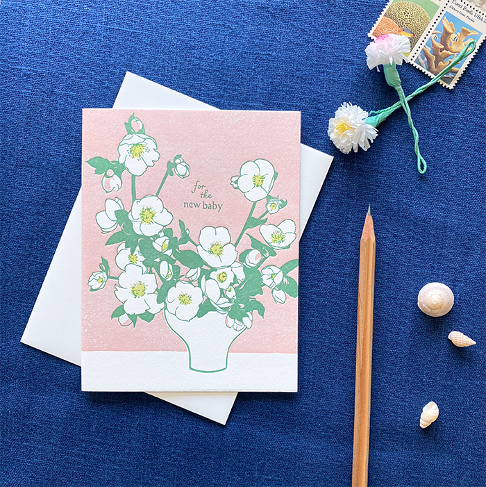 Hellebore Blossoms - Baby Card