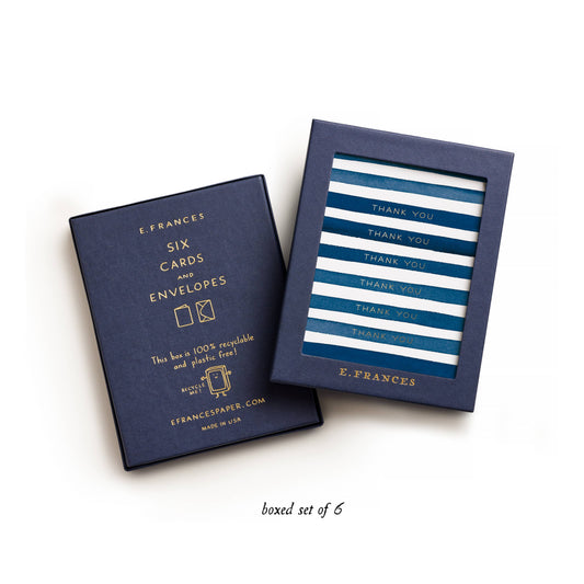 E. Frances Paper - Navy Stripes Thank You Greeting Card - Boxed Set of 6