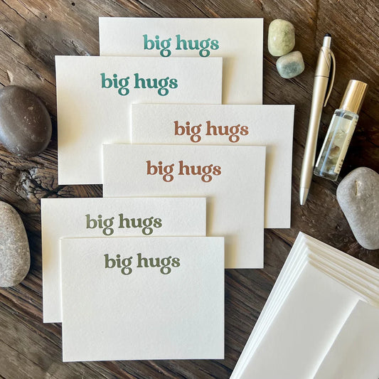 Brave Birds - Big Hugs Letterpress Notecard Set - 6 pack
