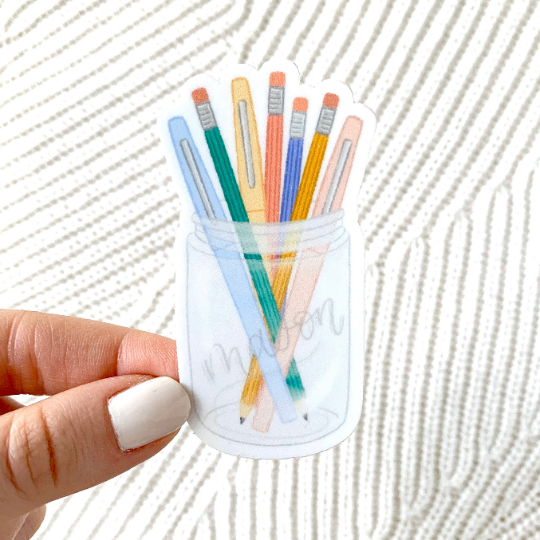 Pens and Pencils Mason Jar - Sticker
