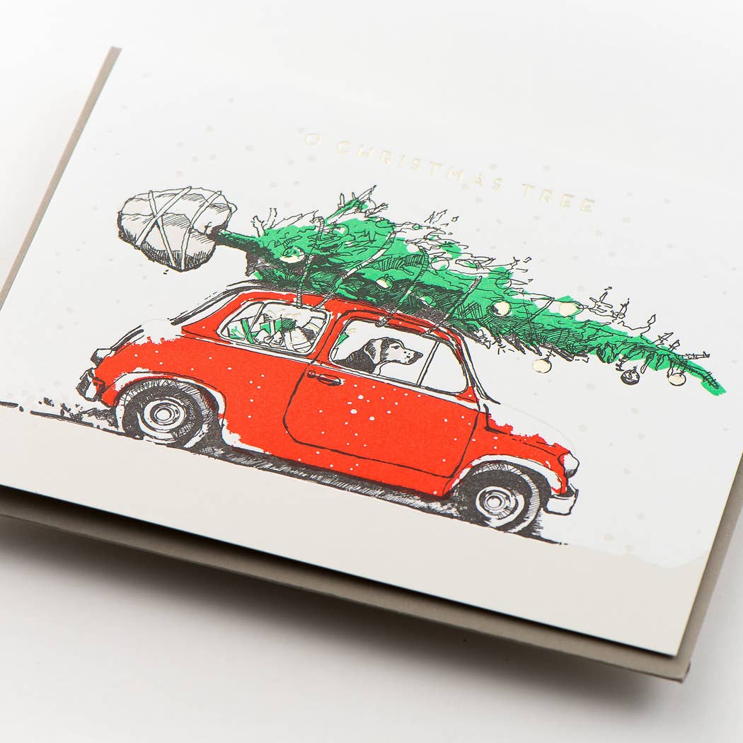 Porchlight Press Letterpress - O Christmas Tree Dog Card