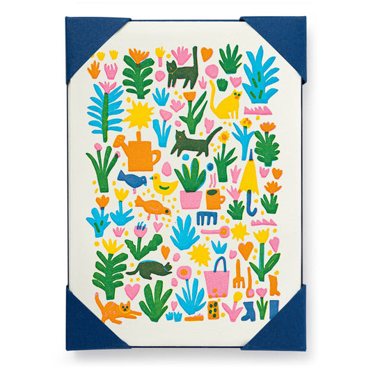 Cats in the Garden - Notelet Card - Pack of 5