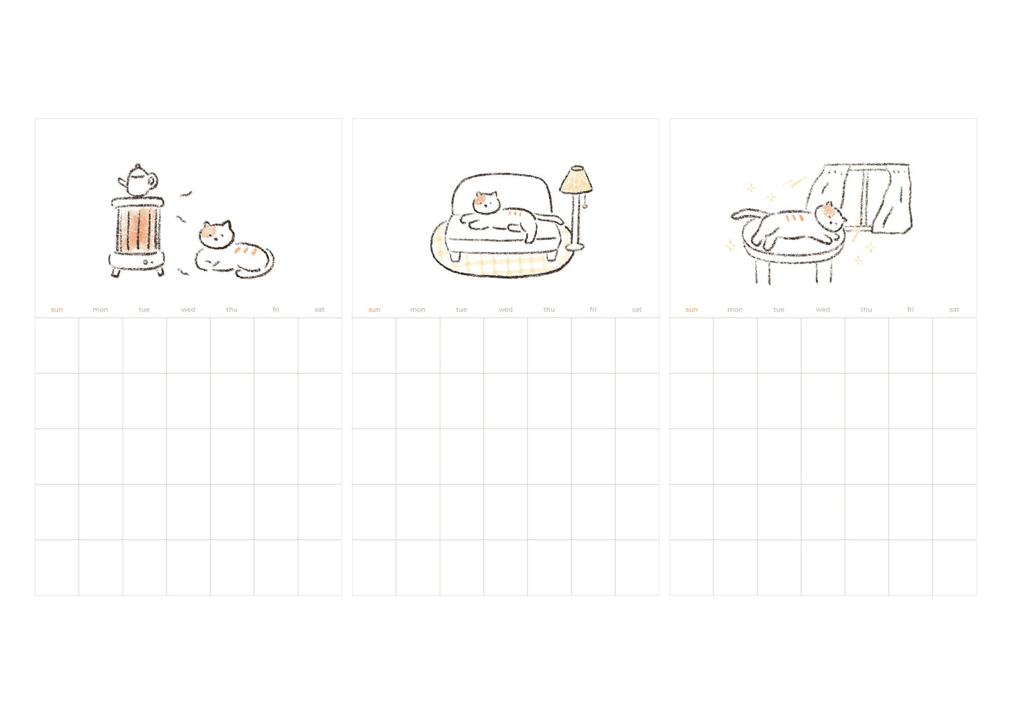 Cat Monthly Sticker Sheets - Undated