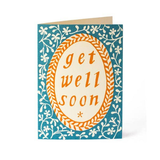 Cambridge Imprint - Card Get Well Soon Turquoise and Transparent Orange