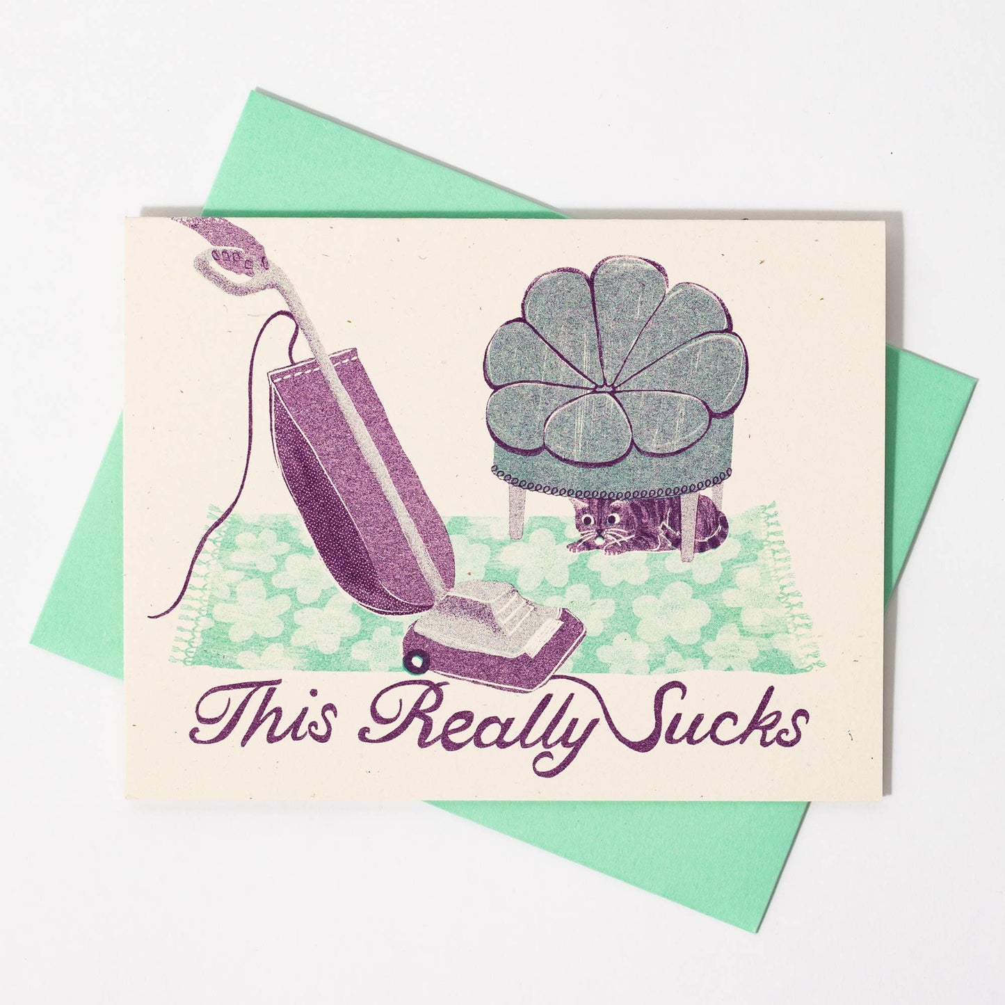 This Really Sucks Cat - Risograph Greeting Card