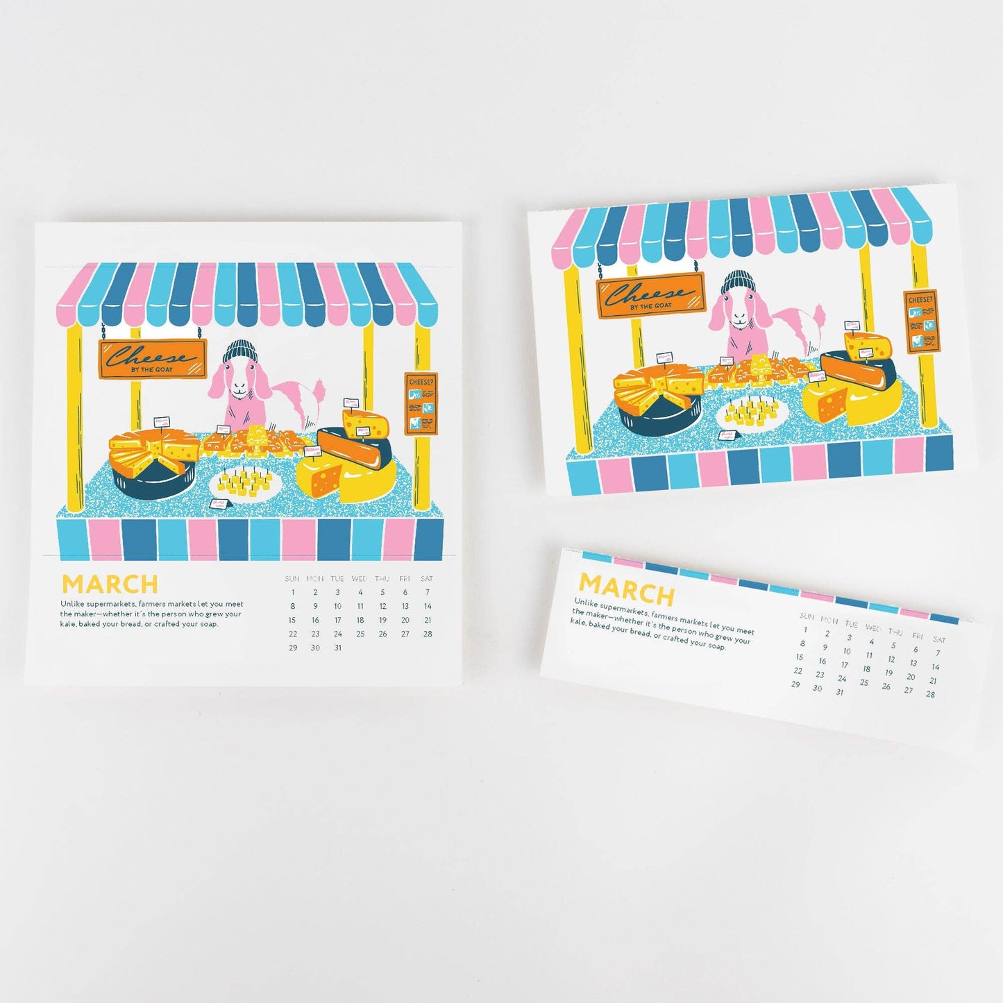 Porchlight Press Letterpress - 2026 Desk Calendar - Market Days