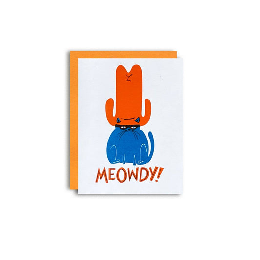 Pier Six Press - Meowdy Cat - Fun Risograph Greeting Card
