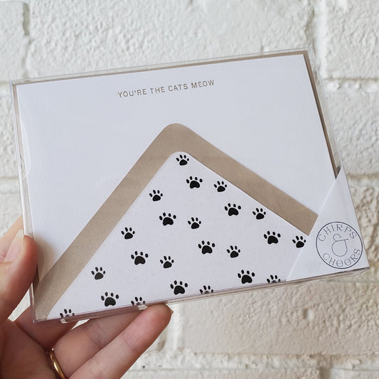 You're the Cats Meow - Gold Foil Flat Notecard Set