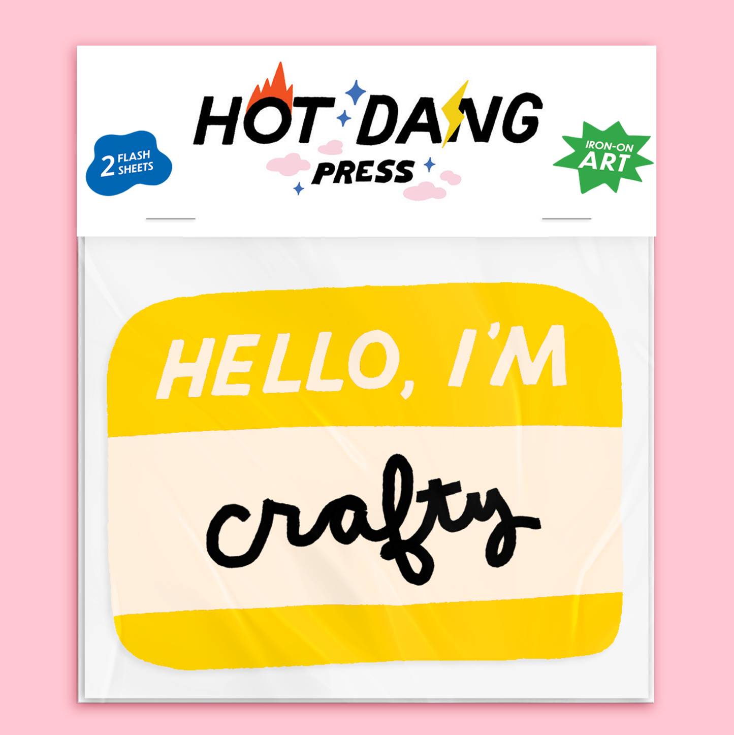 Hello I'm Crafty Name Tag - Iron On Art
