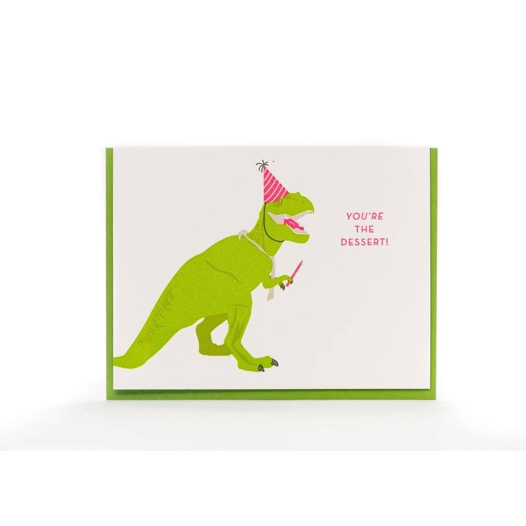 Porchlight Press Letterpress - Birthday Dino Dessert Card