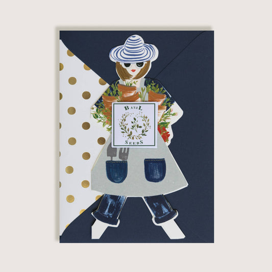 Garden Girl With Basil Seeds Greeting Card