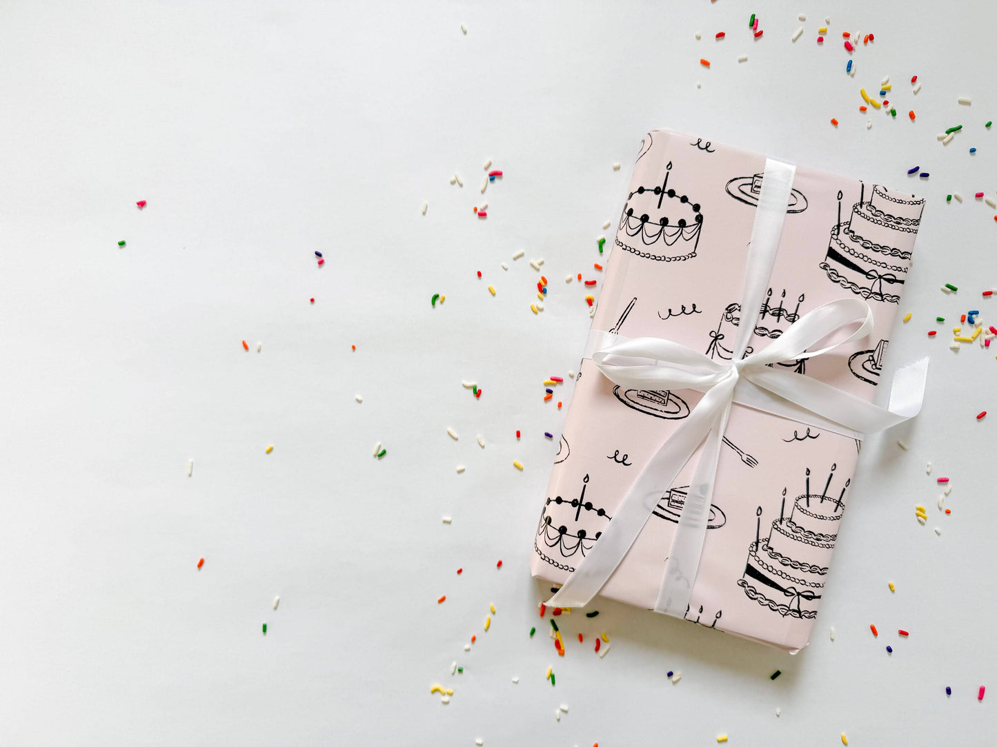 Vintage Birthday Cake Gift Wrap - Continuous Wrapping Paper Roll