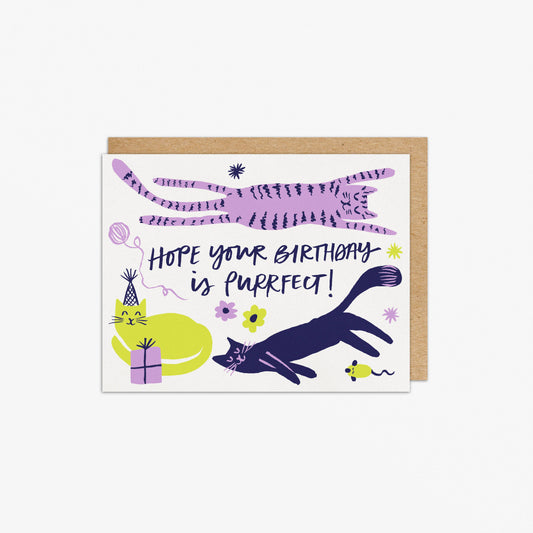 March Party Goods - Purrfect Birthday Card