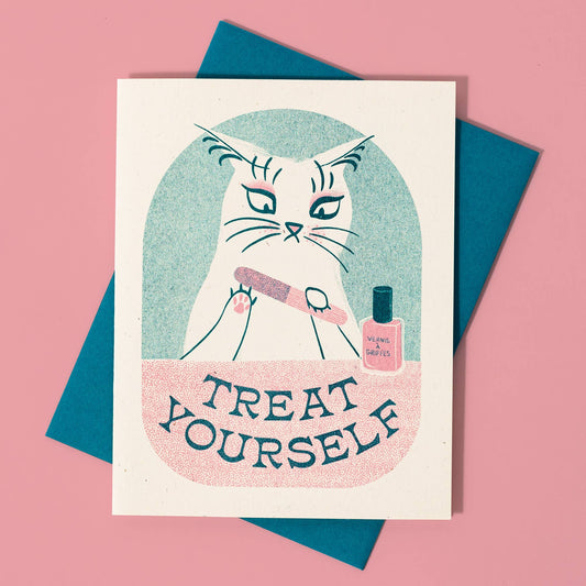 Bromstad Printing Co. - Treat Yourself - Risograph Greeting Card