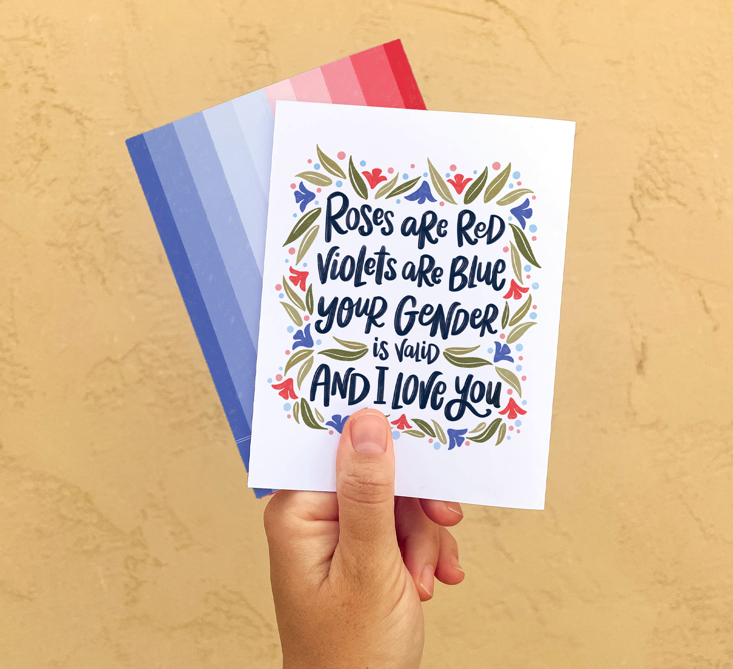 The Noble Paperie - Roses Are Red | LGBTQ+ Transgender Valentine's Day Love Card