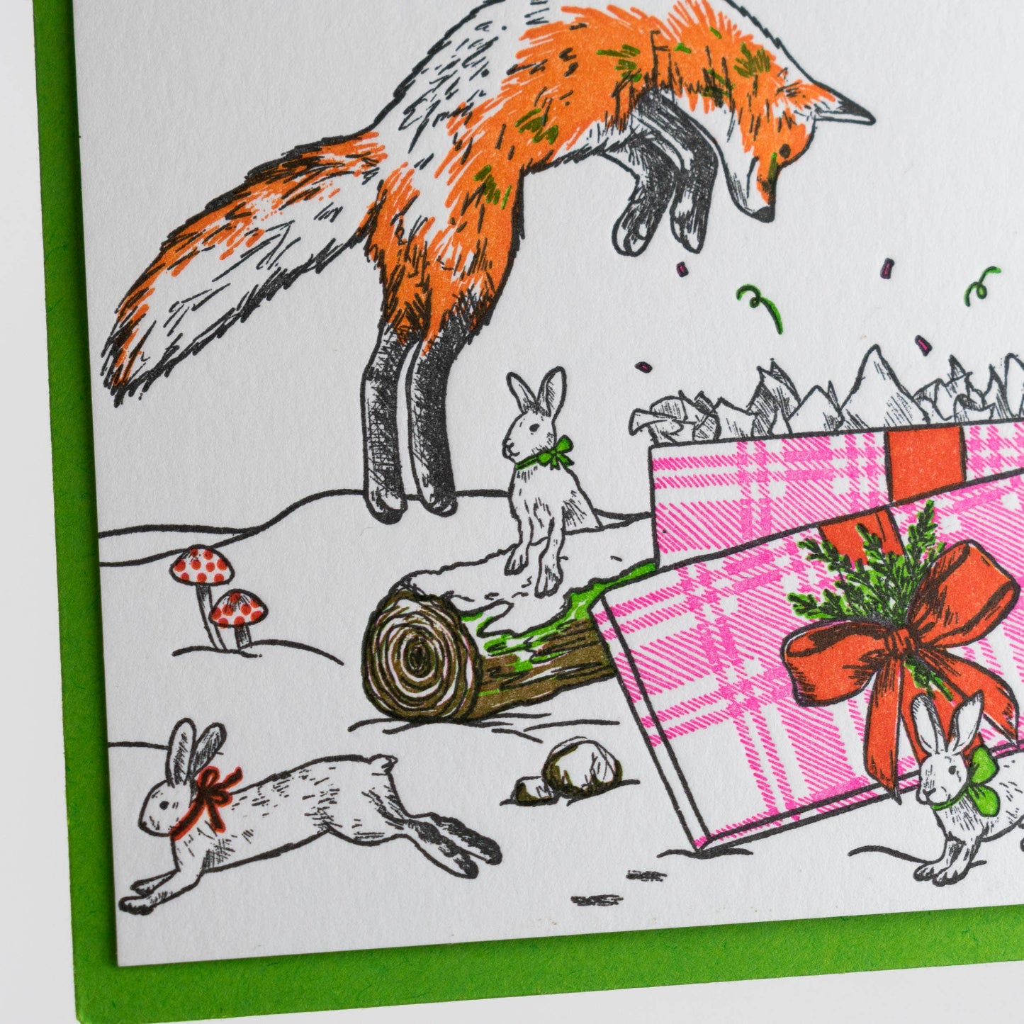Porchlight Press Letterpress - Foxes' Christmas Morning Card