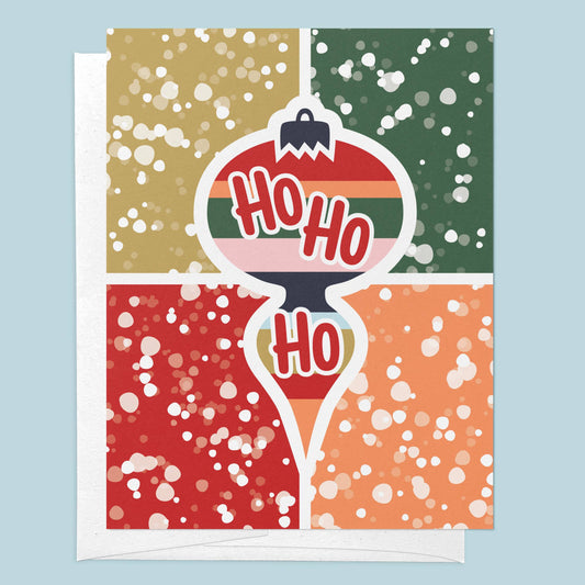 MASU - Modern Ho Ho Ho Christmas Ornament Recycled Greeting Card
