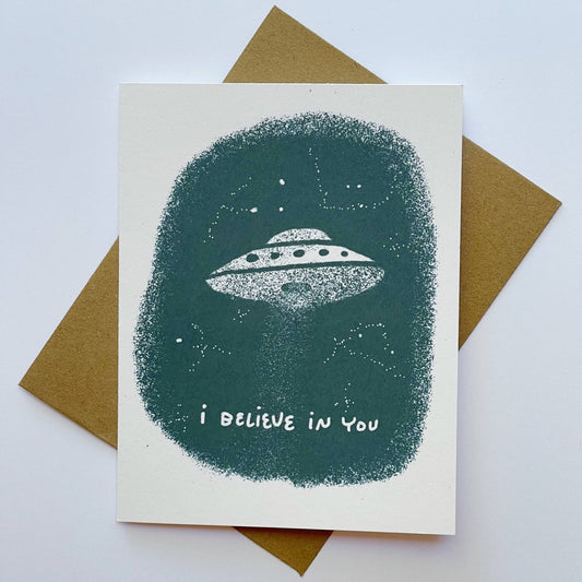 Kendra Lee Miller Art - 'I Believe in You UFO' Encouragement and Motivational Card