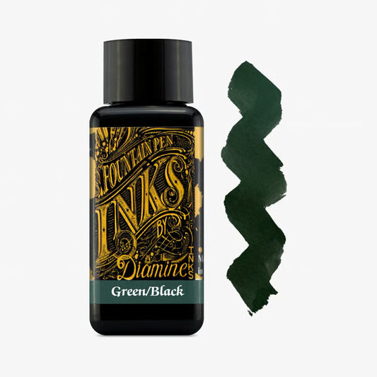 Green Black - Diamine Bottle Ink - 30mL