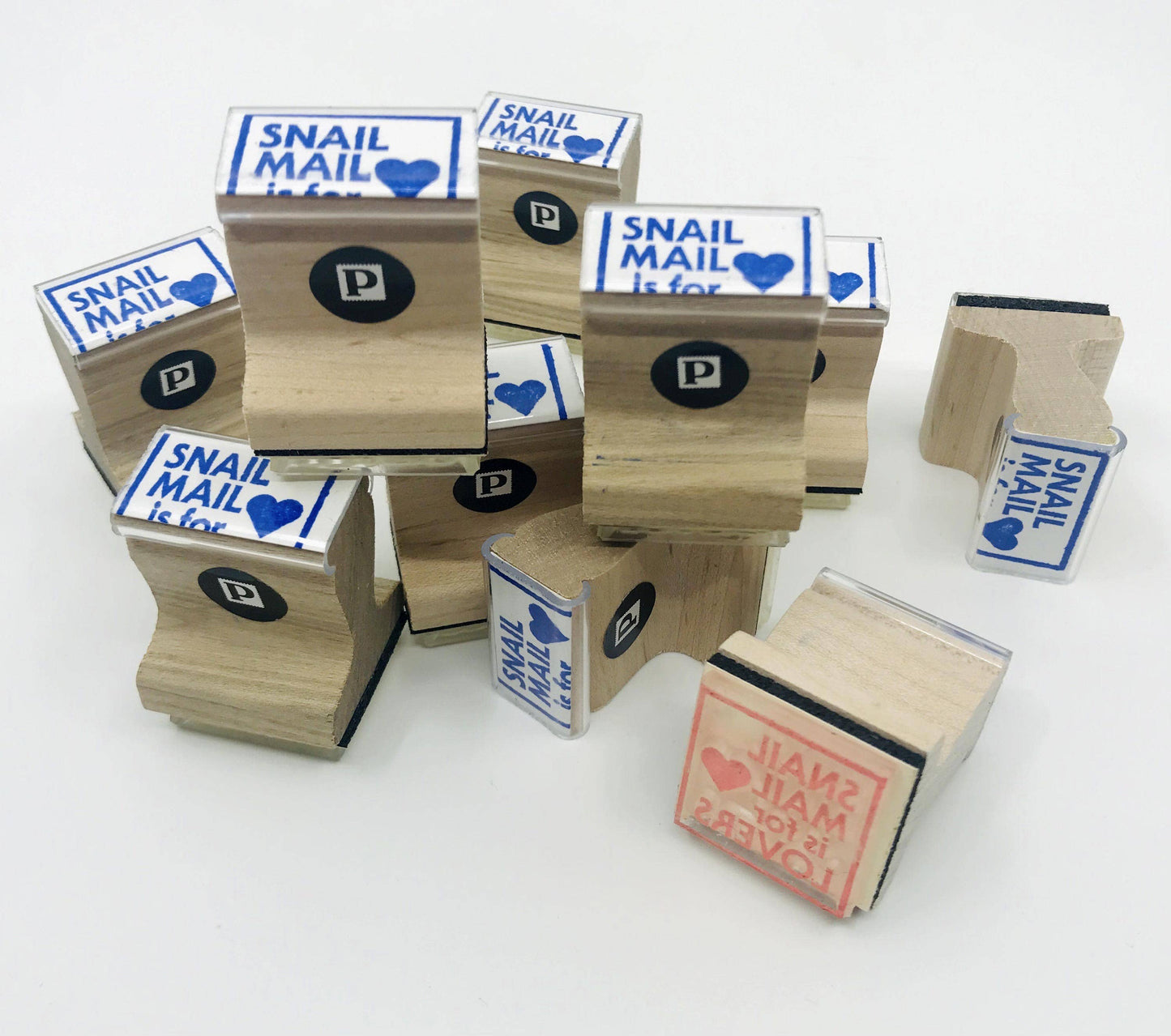 Snail Mail is for Lovers - Wooden Handle Rubber Stamp