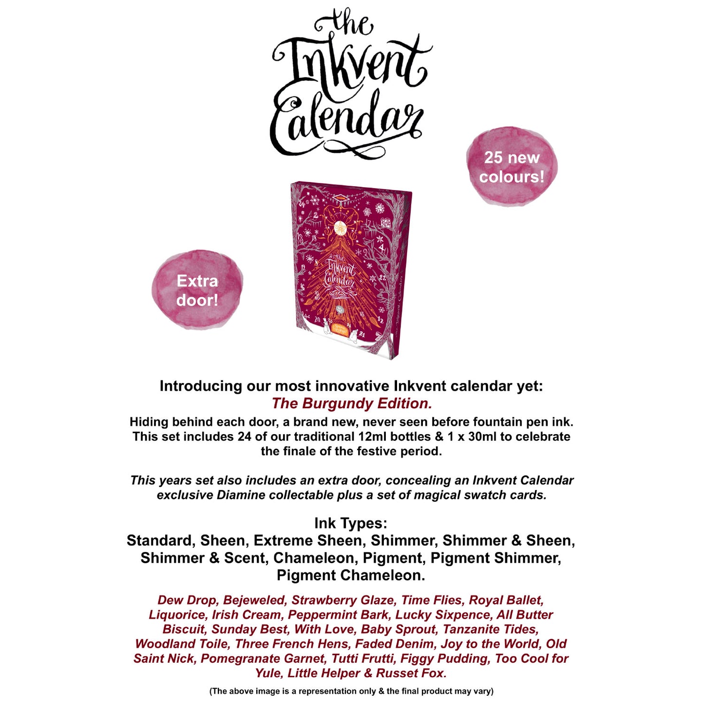 PREORDER - Inkvent 2026 Burgundy Edition - Diamine Ink Advent Calendar