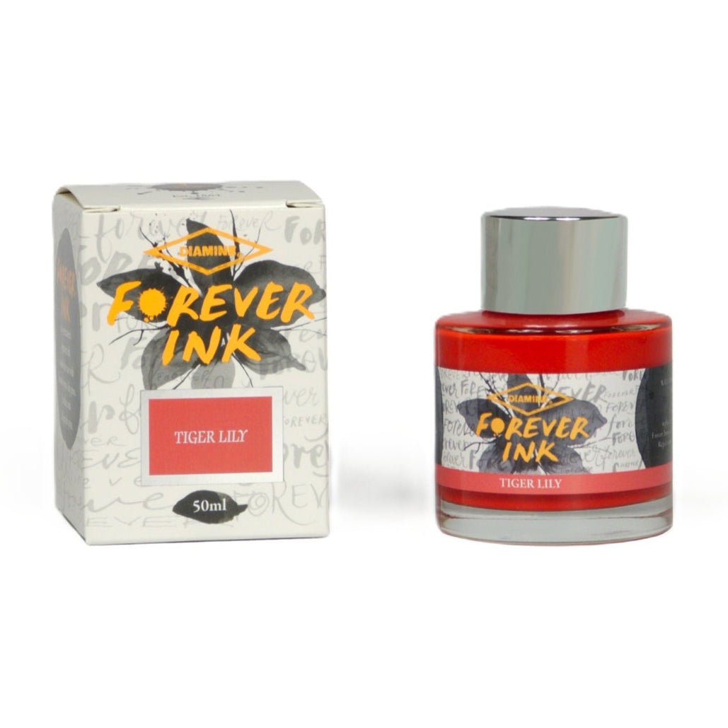 Bottle and box of Forever Ink Tiger Lily on a white background