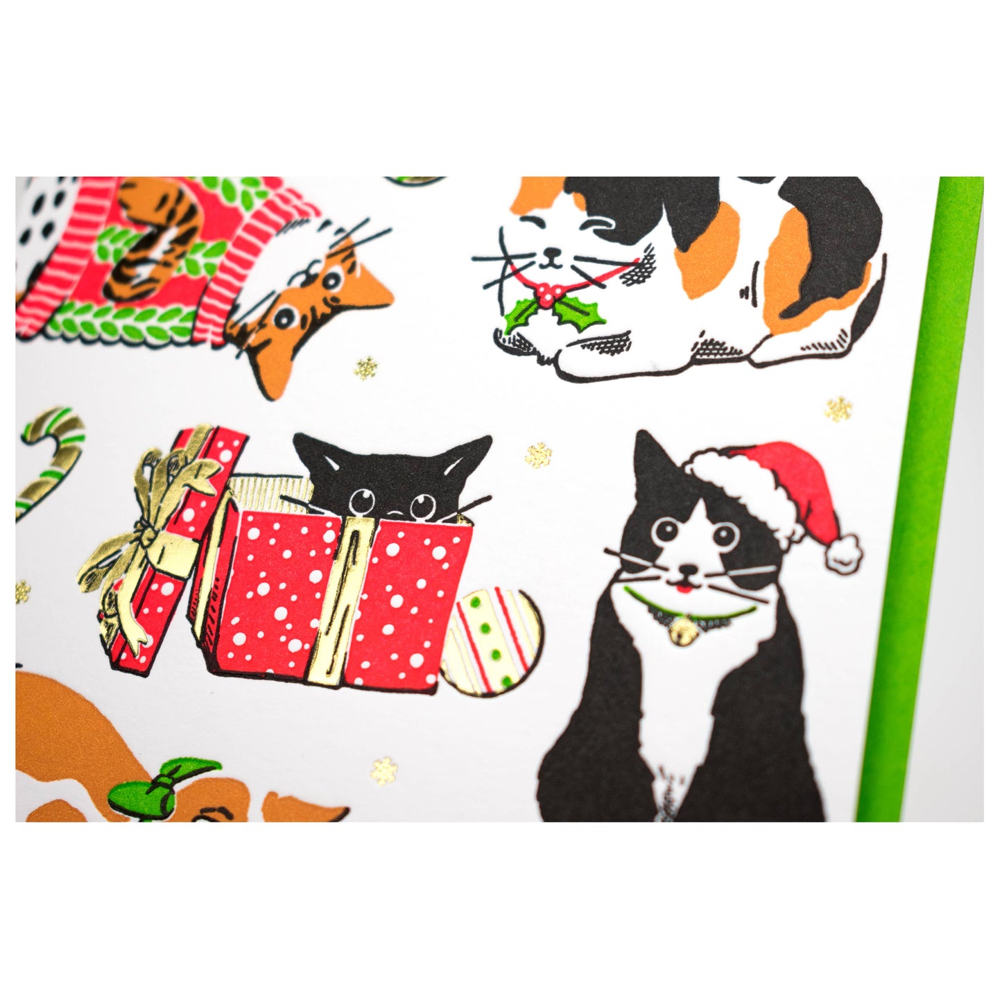 Porchlight Press Letterpress - Meowy Christmas Cat Card