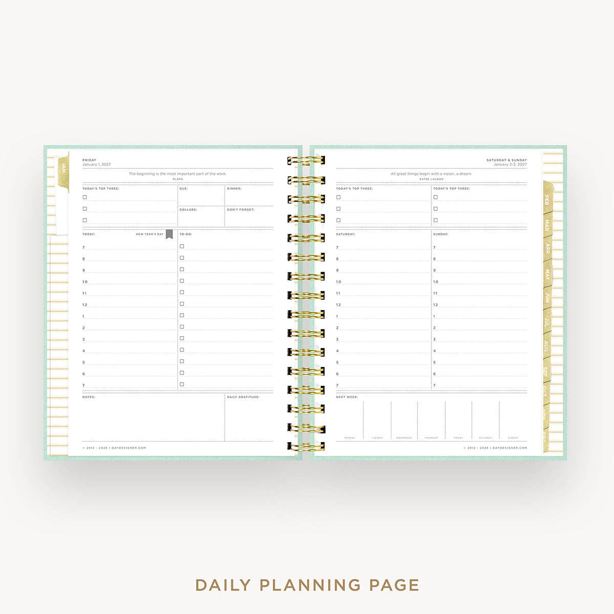 2027 Mini Daily Planner: Sage Bookcloth