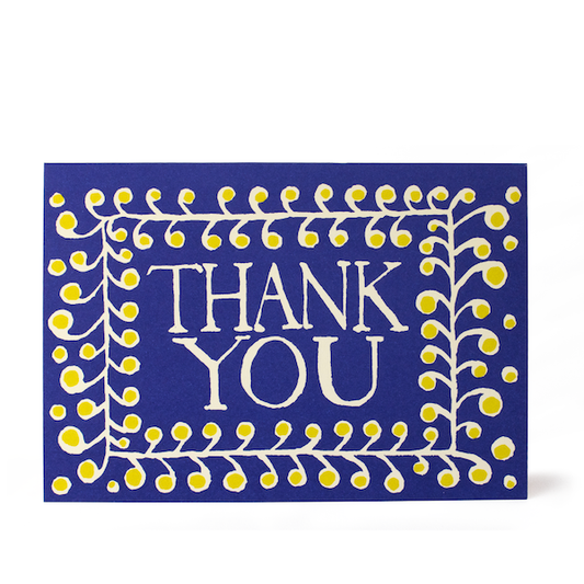 Cambridge Imprint - Pack of Ten Cards Thank You Pattern French Ultramarine and Acid Yellow