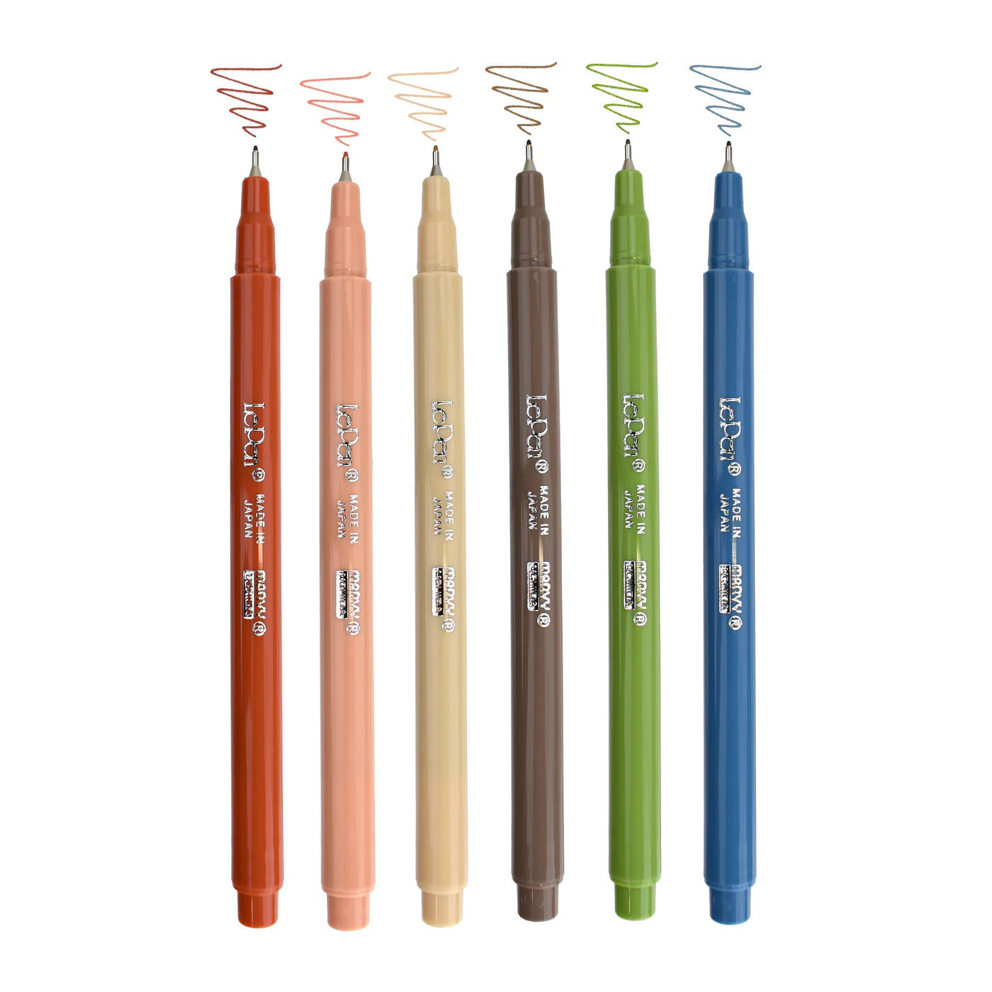 Earth Tones - Le Pen - Set of 6 With Case