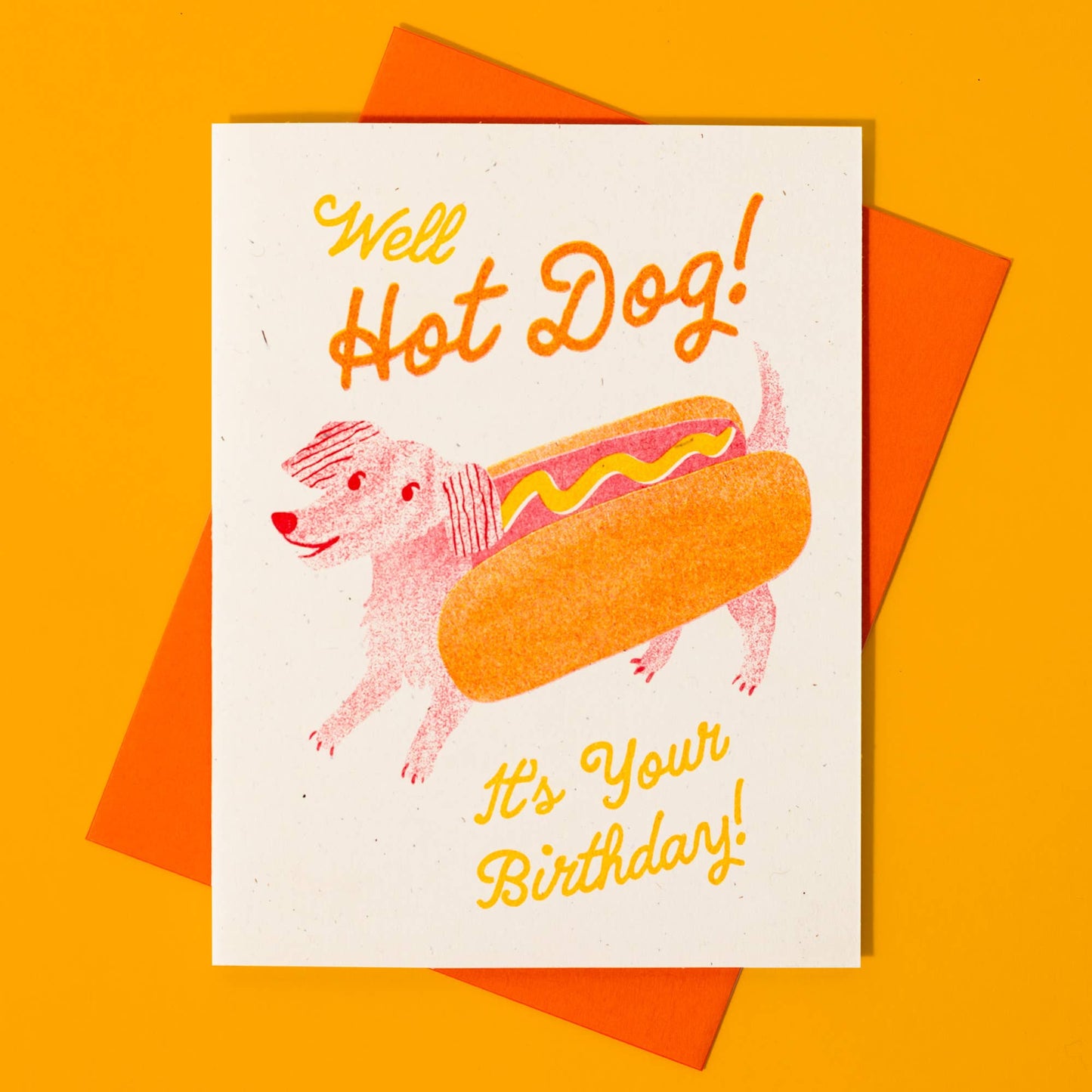 Bromstad Printing Co. - Hot Dog - Risograph Birthday Card