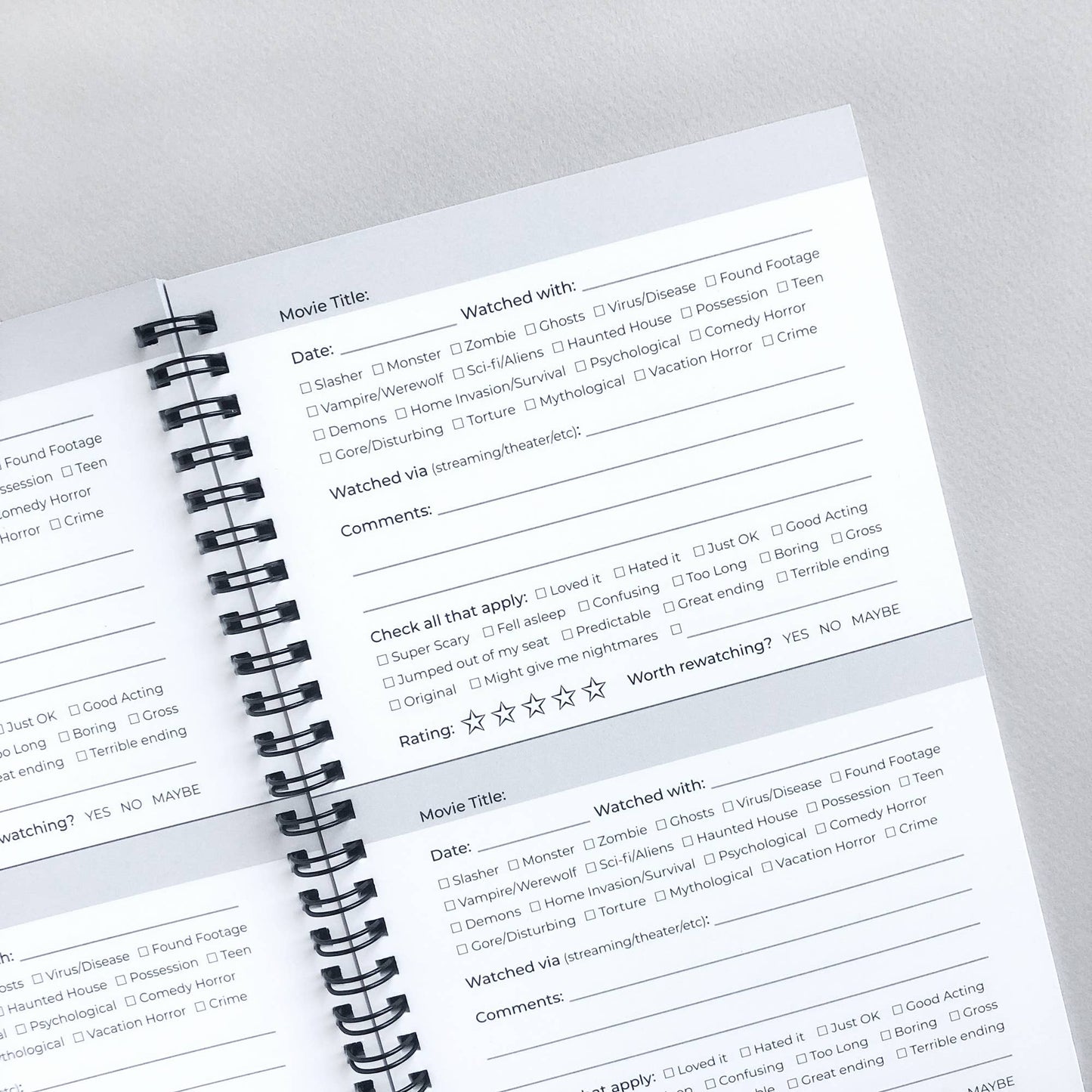 Horror Movie Logbook - Journal for Tracking Scary Movies