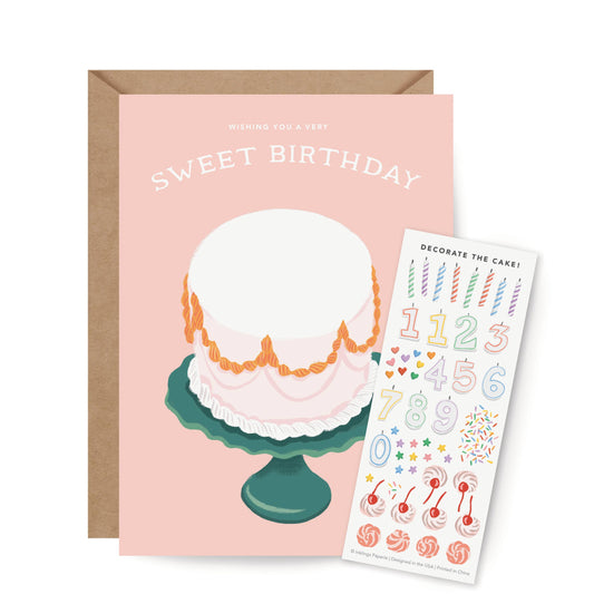 Inklings Paperie - Sticker Scene Card - Decorate a Cake