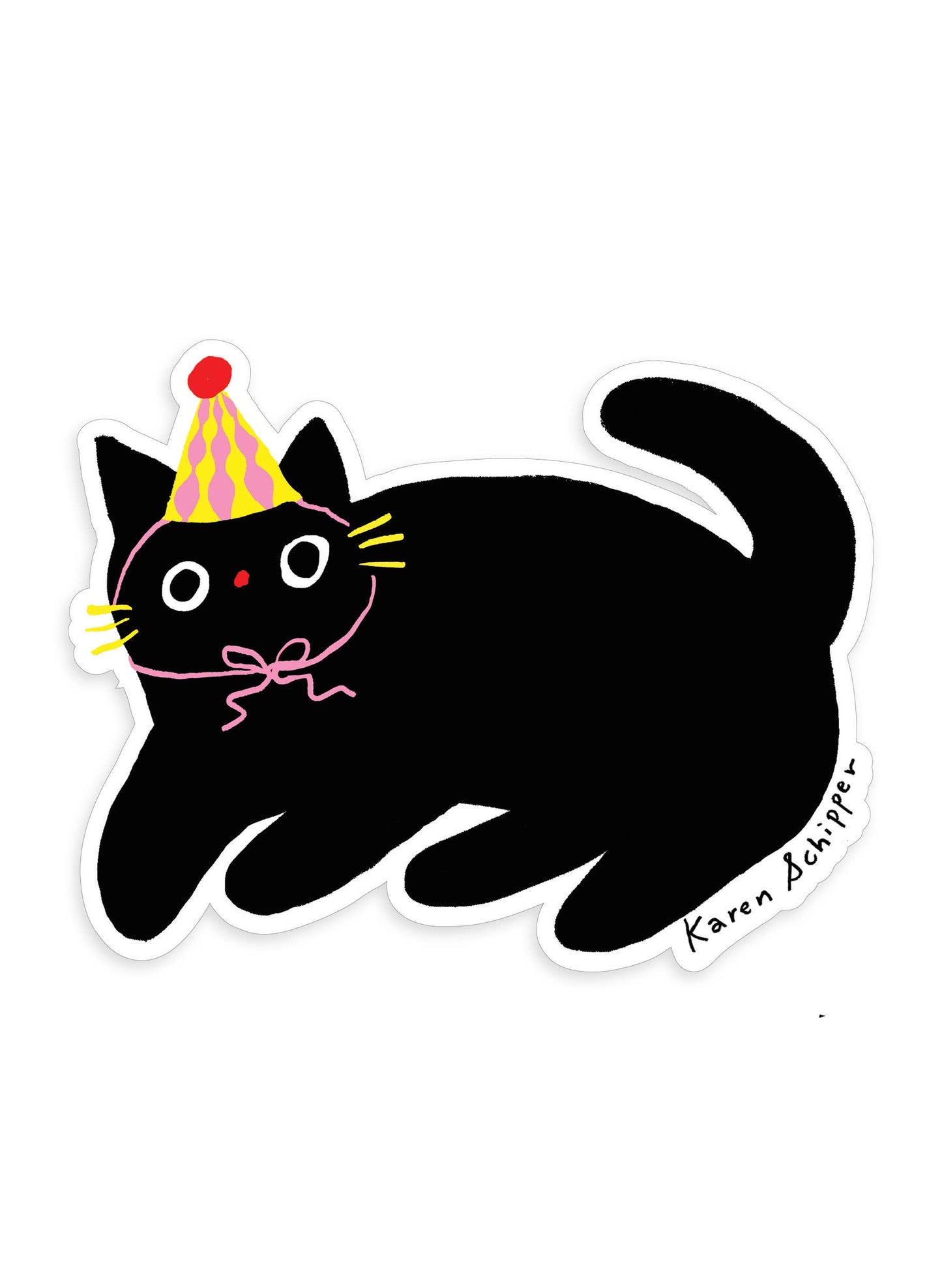 Party Cat Sticker – Cute Cat Birthday Vinyl Sticker
