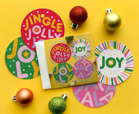 MASU - Jingle Jolly Joy Christmas Eco-Friendly Gift Tag Set of 8