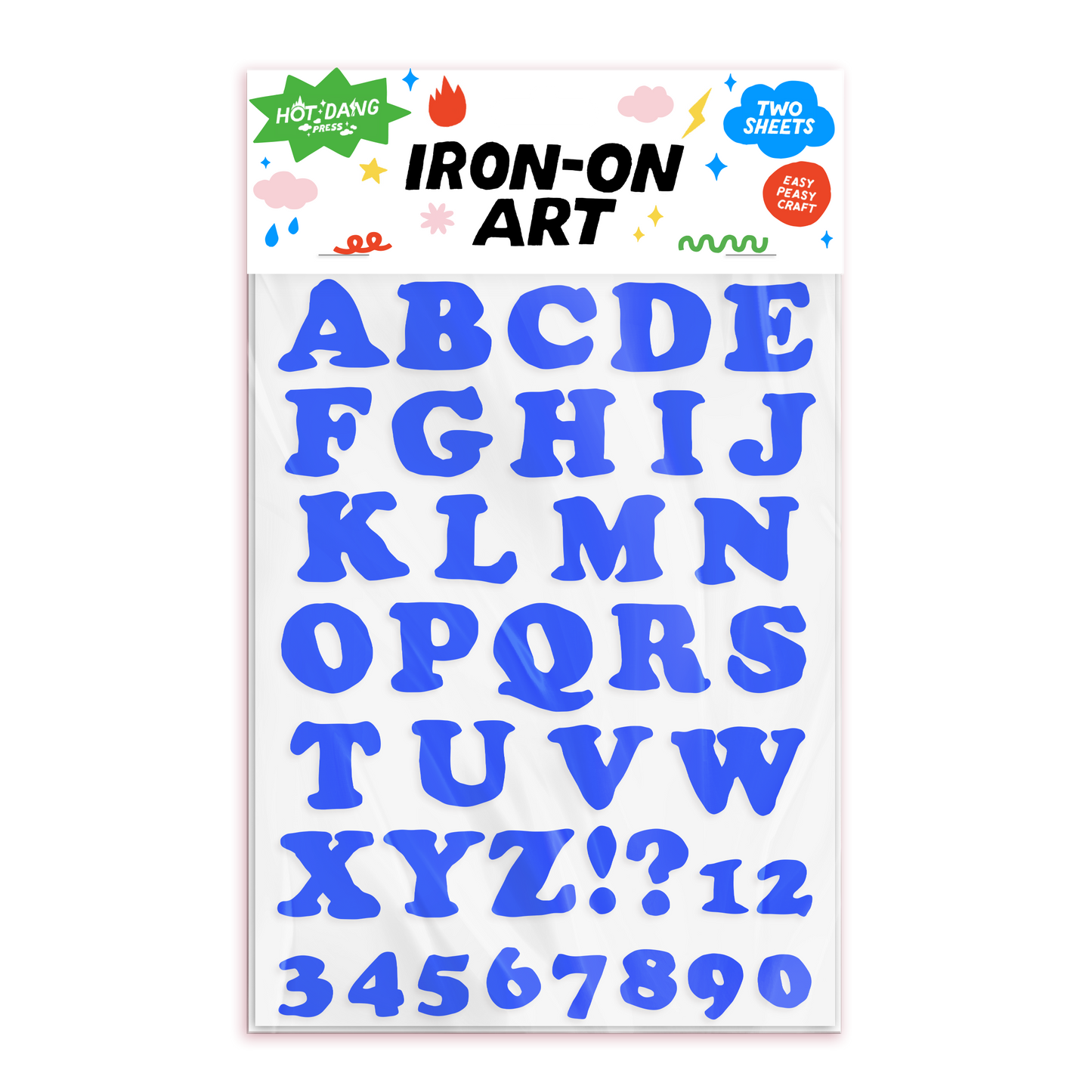 Wonky Alphabet Blue - Iron-On Art Sheet Set
