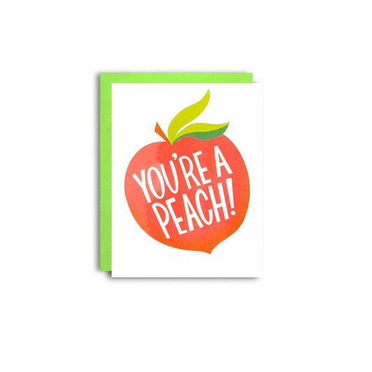 Pier Six Press - You're a Peach! - Risograph Friendship Card
