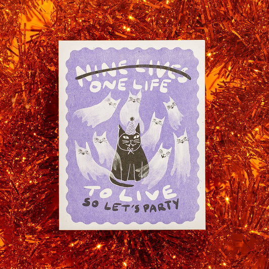 Bromstad Printing Co. - Nine Lives/One Life - Risograph Birthday Card