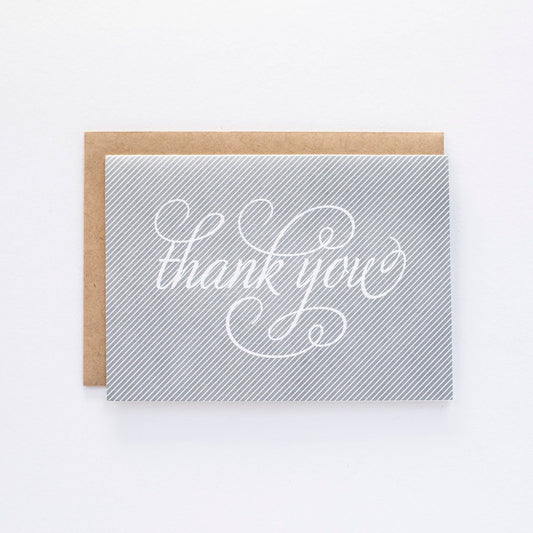 Thank You Pinstripe Gray - Greeting Card