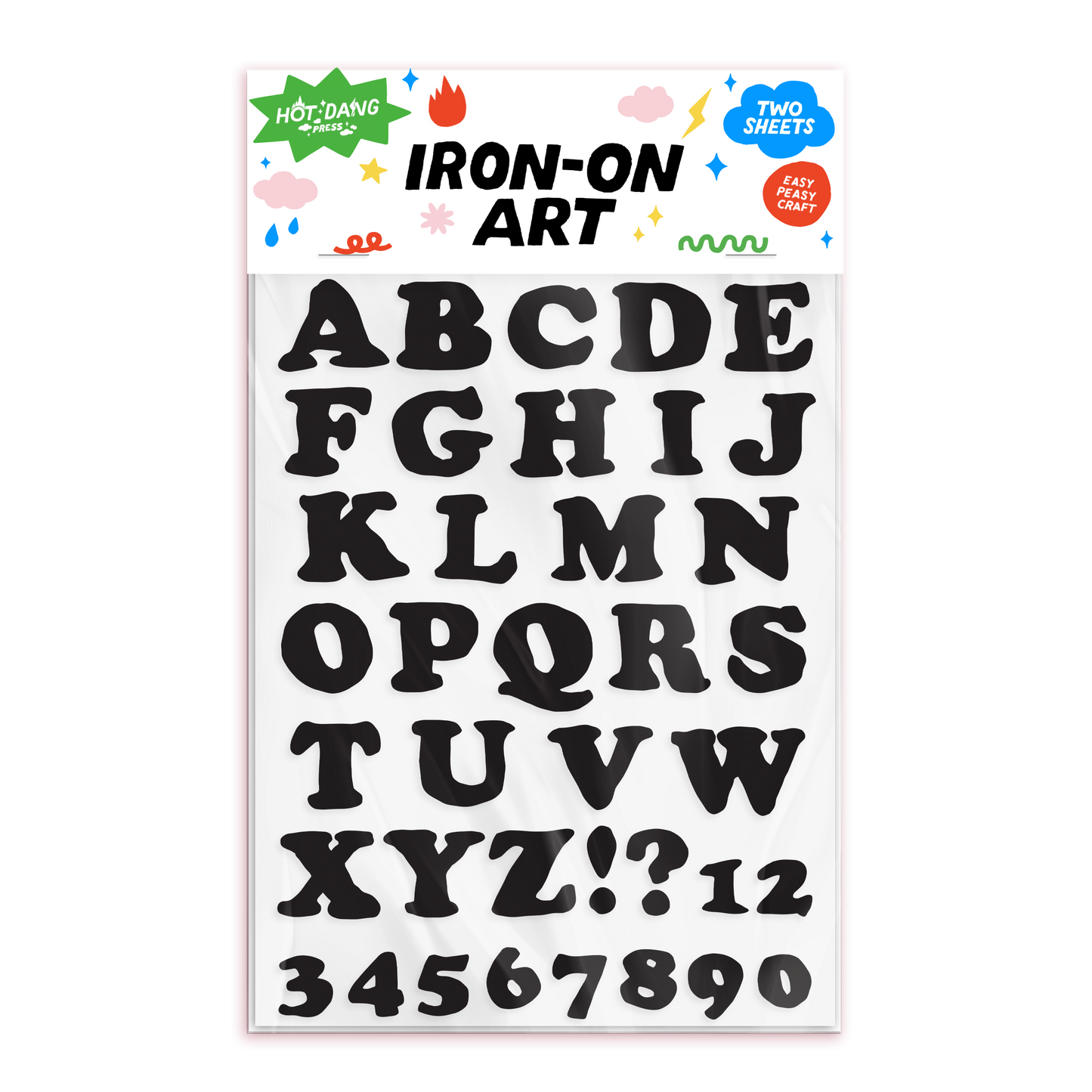 Wonky Alphabet Black - Iron-On Art Sheet Set