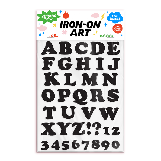 Wonky Alphabet Black - Iron-On Art Sheet Set