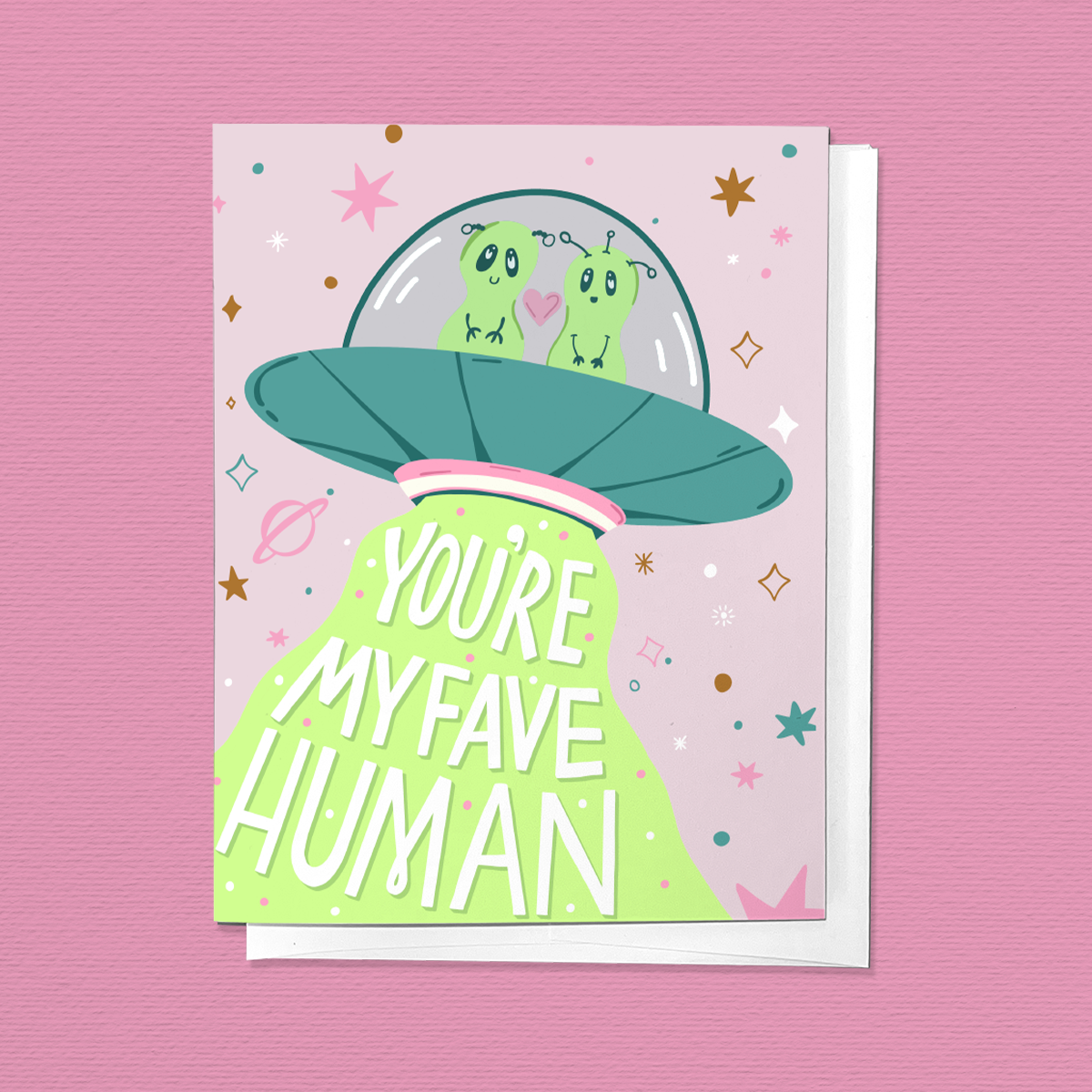 You're My Favorite Human Valentine's Day Alien Greeting Card