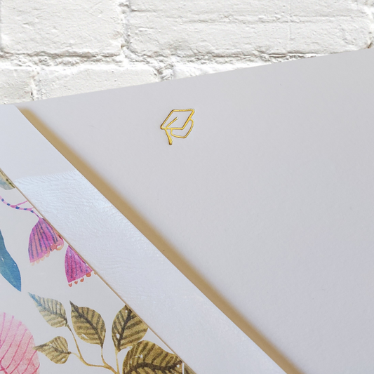 Grad Cap Gold Foil Flat Notecard Set