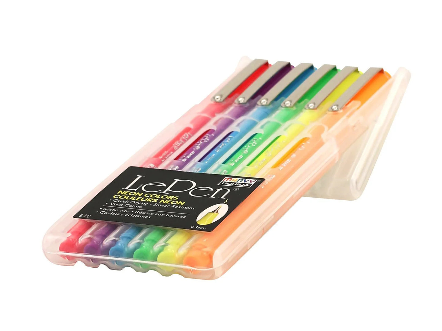 Neon Flourescent - Le Pen - Set of 6 With Case