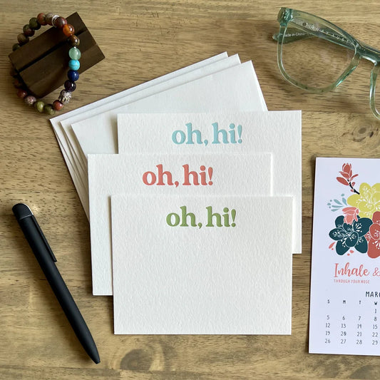 Brave Birds - Oh, Hi! Letterpress Notecard Set - 6 pack
