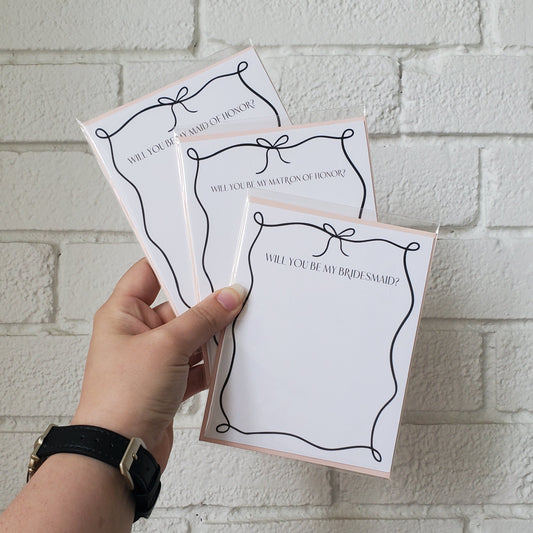 Maid of Honor Coquette Flat Note Card - Chirps & Cheers Studio