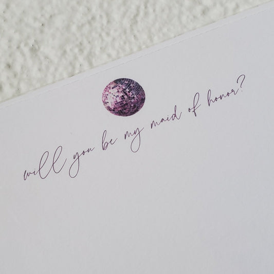 Maid of Honor Disco Flat Note Card - Chirps & Cheers Studio
