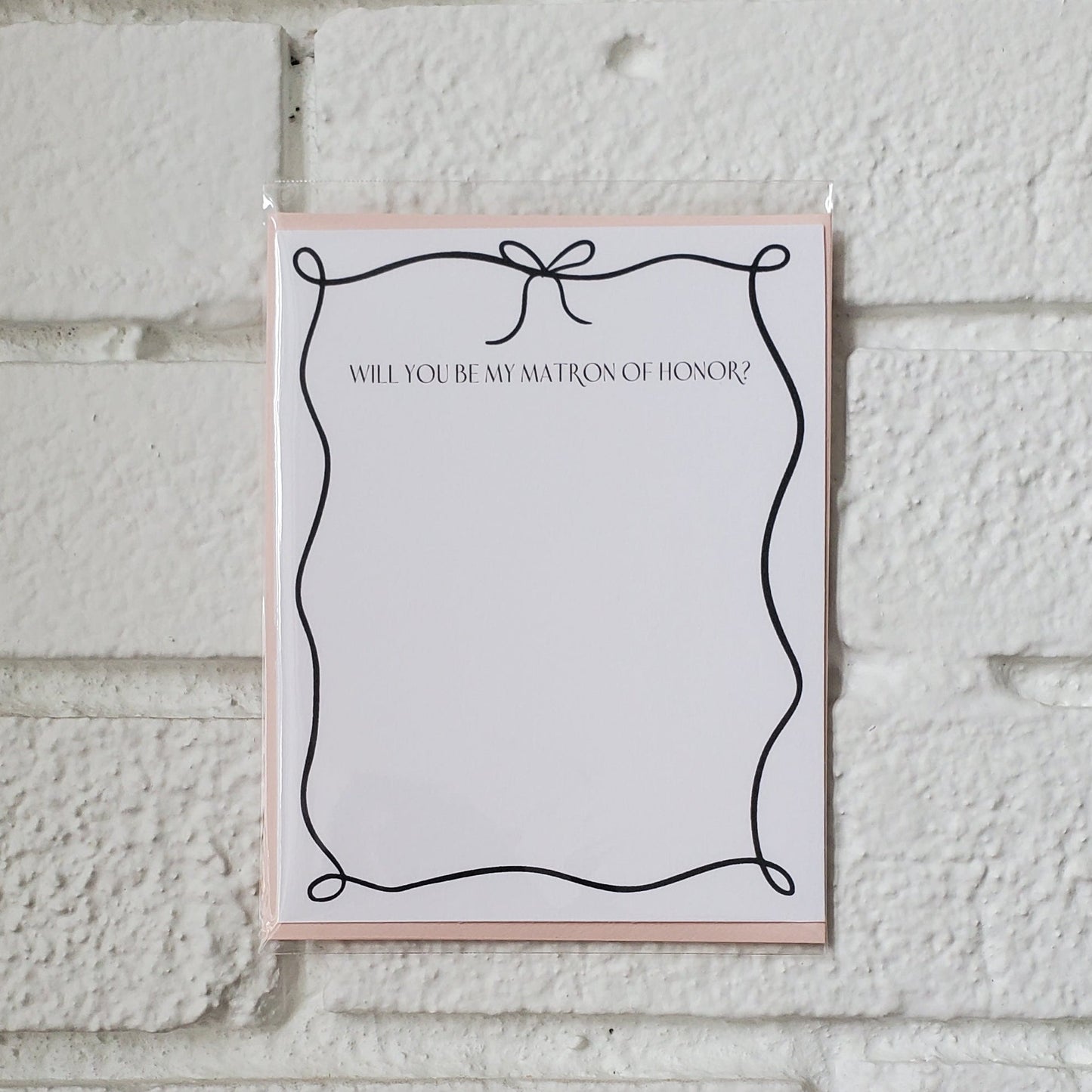 Matron of Honor Coquette Flat Note Card - Chirps & Cheers Studio