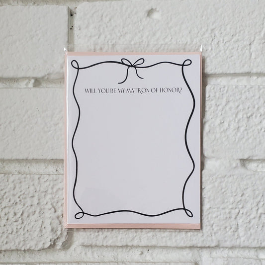 Matron of Honor Coquette Flat Note Card - Chirps & Cheers Studio
